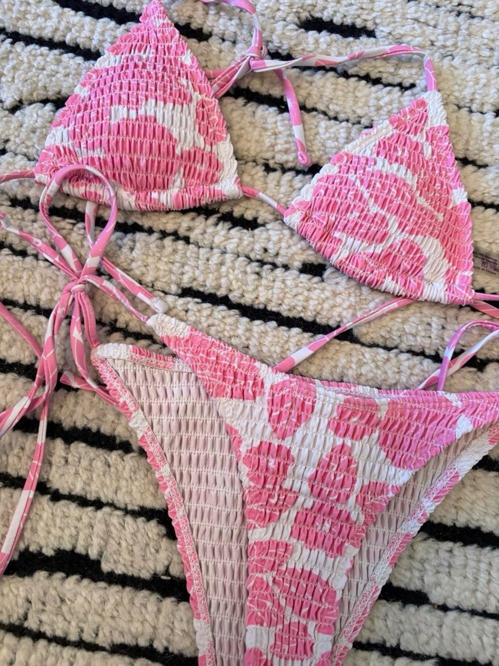 Kids Pink Smocked Two-Piece Swim Set